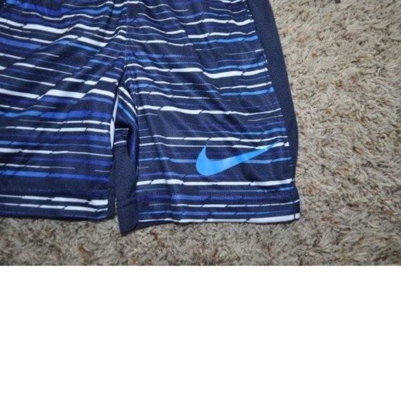 Boys Nike Shorts 4 Blue Striped Elastic Drawstring Waist Dri Fit Athletic - Picture 3 of 4